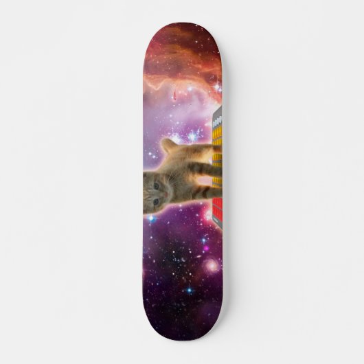 Kat op synthesizers in de ruimte skateboard (Voorkant)