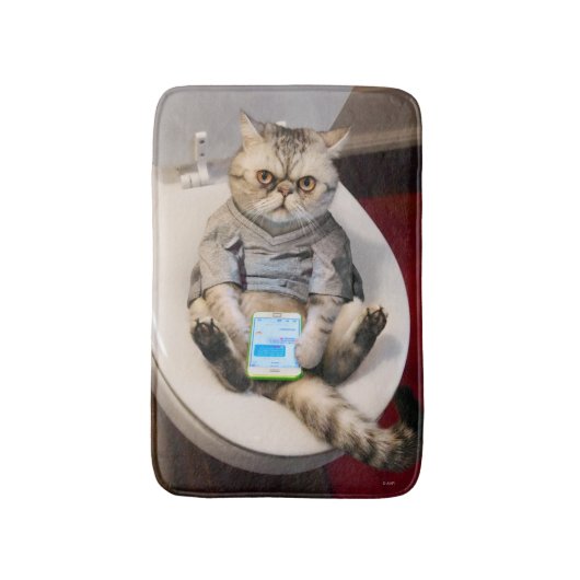 Kat op toilet badmat (Voorkant Verticaal)