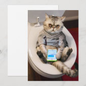 Kat op toilet kaart (Voorkant / Achterkant)