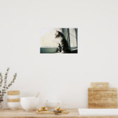 Kat op venster poster (Keuken)