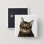 Kat op witte achtergrond 2 vierkante button 5,1 cm (Voorkant /achterkant)