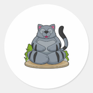 Kat op Yoga Fitness Ronde Sticker