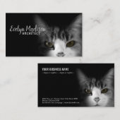 Kat op zwarte achtergrond visitekaartje (Voorkant / Achterkant)