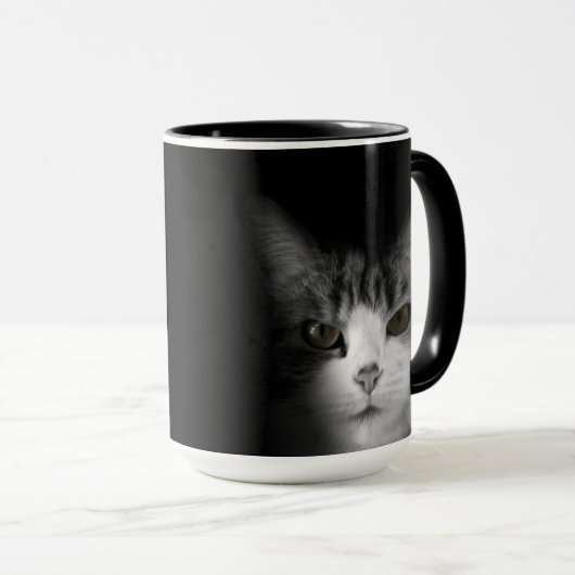 Kat op zwarte Mok (Voorkant rechts)