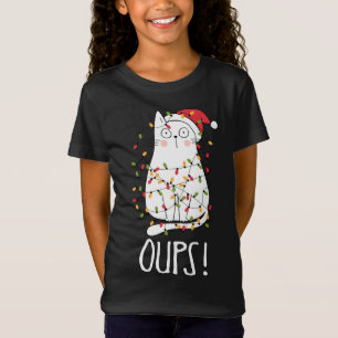 Kat Oups! Witte kat omhoog gedraaid in kerstboom L T-shirt
