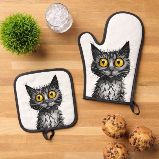 Kat Oven Mitt & Pothouder Set (Top down)