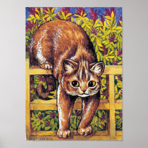 Kat over Fence, Louis Wain Poster