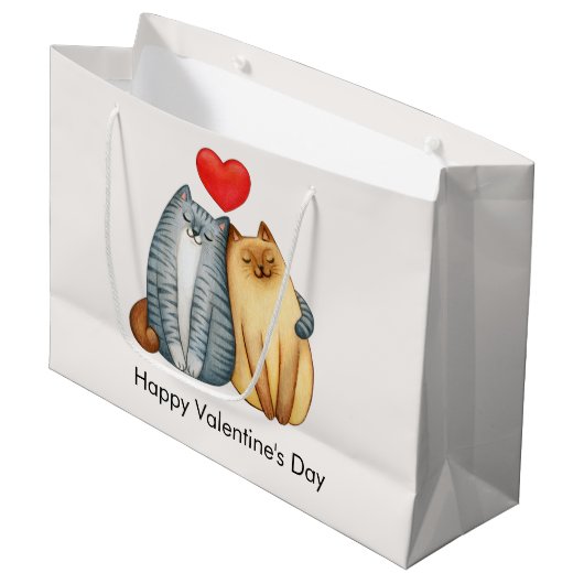 Kat Paar Liefhebbers Schattige Funny Happy Valenti Groot Cadeauzakje (Voorkant Gekanteld)