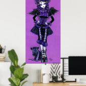 Kat Paarse Gothic Victoriaans Angel Poster (Thuiskantoor)