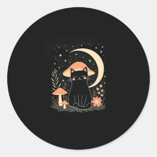 Kat Paddenstoel Hoed Cottagecore Kitten Kitty Vrou Ronde Sticker