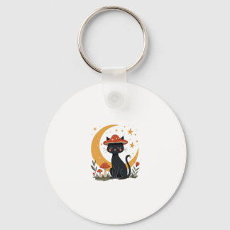 Kat Paddenstoel Hoed Cottagecore Kitten Kitty Vrou Sleutelhanger