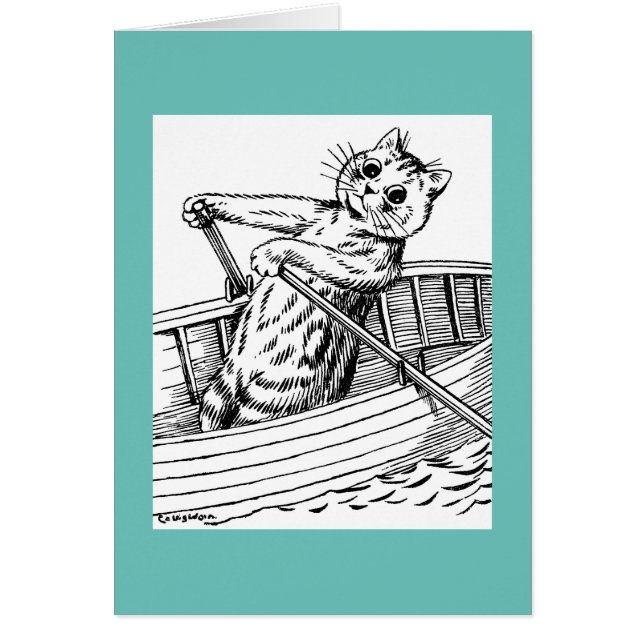 Kat paddling de boot, Louis Wain (Voorkant)