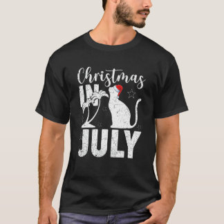 Kat  Palm Ree Kerstman Hoed Kat Kerstmis In Juli Z T-shirt