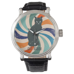 Kat Papa Black Cat tachtig stijl Retro Horloge