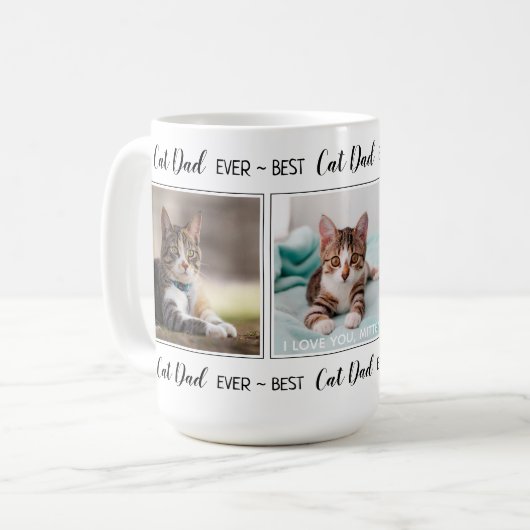 Kat Papa op maat 3 Fotovaders Dag Koffiemok (Voorkant links)