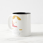 Kat Papa tachtig stijl Kat Retro Tweekleurige Koffiemok (Voorkant links)