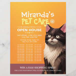 Kat Paper Carves Pet Care Animal Clinic Open House Flyer