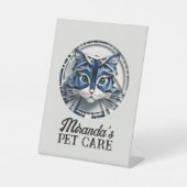 Kat Papier Origami Pet Care Grooming Dierenkliniek Reclamebord Met Voetstuk (Voorkant)