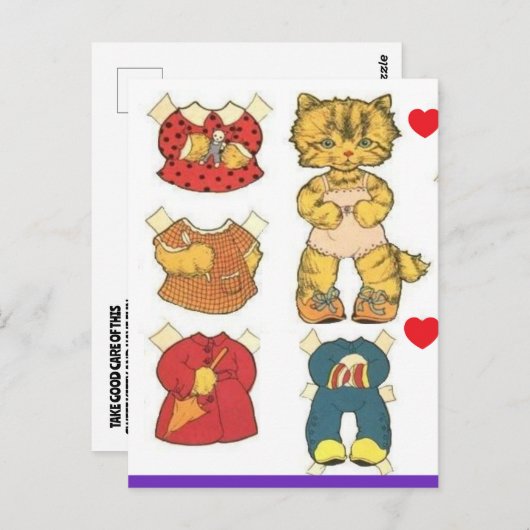 KAT PAPieren POP DOLLAR OUDERWETS VERJAARDAGSPOSTK Briefkaart (Voorkant / Achterkant)