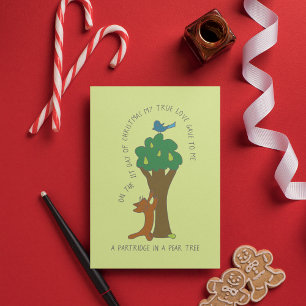 Kat Partridge in een Pear Tree Kerstmis Briefkaart