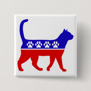 Kat Party Logo Feline Politics Great Party of Meow Vierkante Button 5,1 Cm