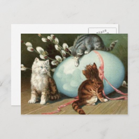 Kat Pasen van het katje kleurde Geschilderd Ei Feestdagenkaart (Voorkant / Achterkant)