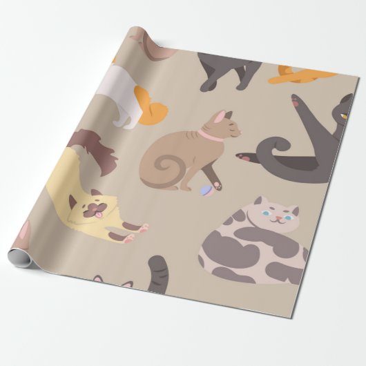 Kat patroon cadeaupapier (Uitgerold)