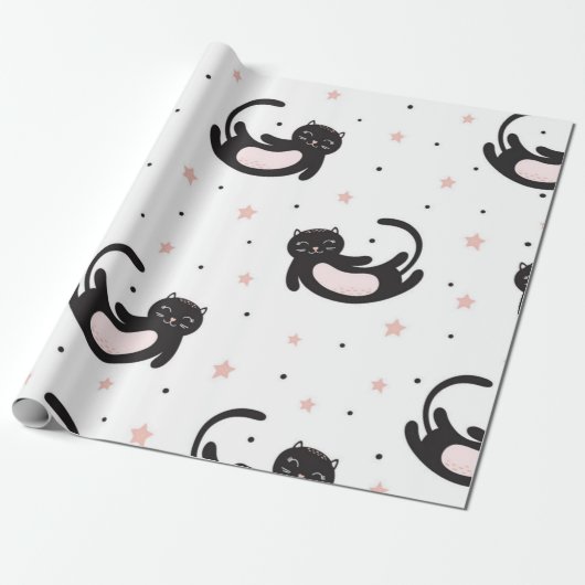 Kat patroon cadeaupapier (Uitgerold)