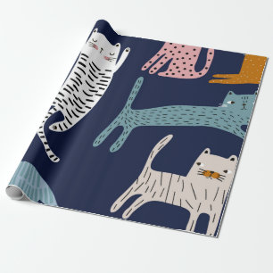 Kat patroon cadeaupapier