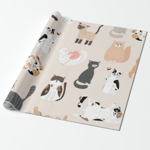 Kat patroon cadeaupapier