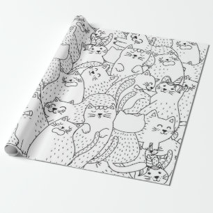 Kat patroon cadeaupapier