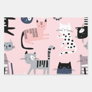 Kat patroon inpakpapier vel