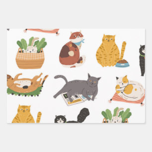 Kat patroon inpakpapier vel