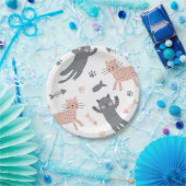 Kat patroon papieren bordje (Feest)