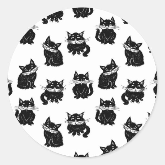Kat patroon ronde sticker (Voorkant)