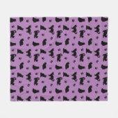 Kat Patroonzwart en Paars Fleece Deken (Voorkant (Horizontaal))