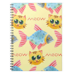 Kat Pattern Cute Colorful Pets Animals Notitieboek