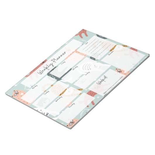Kat Pattern Weekly Planner Notitieblok (Schuin)