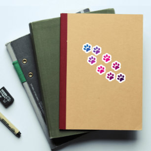 Kat Paw Afdrukroze Blauw Paars Sticker