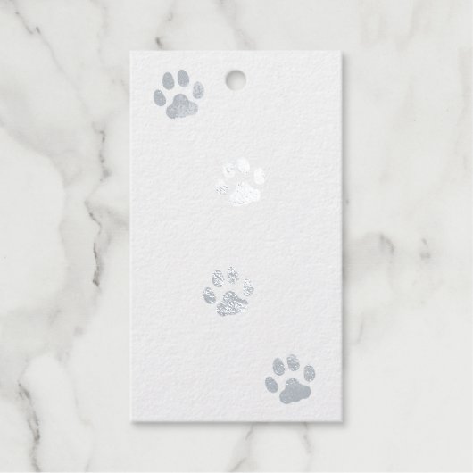 Kat Paw Drukt Pet Friendly Custom Silver Cadeaulabels (Voorkant)