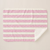 Kat Paw Drukt roze en Antiek witte strepen Sherpa Sherpa Deken (Voorkant (horizontaal))