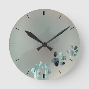 Kat Paw Light Blue Ronde Klok