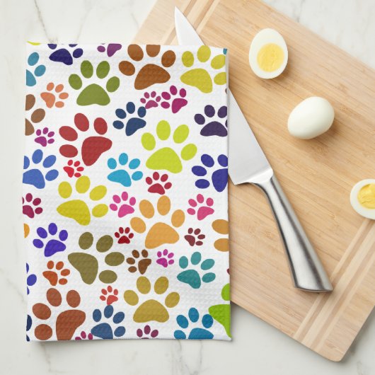 Kat Paw Print Pet Name Pattern Kitchen Towel Theedoek (Quarter Fold)
