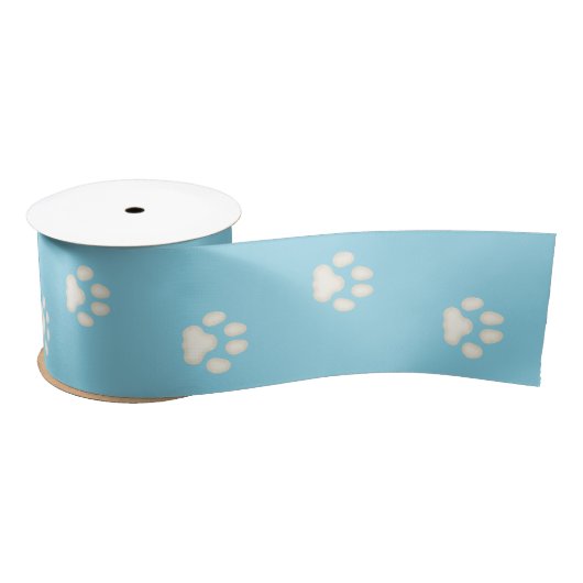 Kat Paw Prints Lopen op Lichtblauw 3" Lint (Spoel)