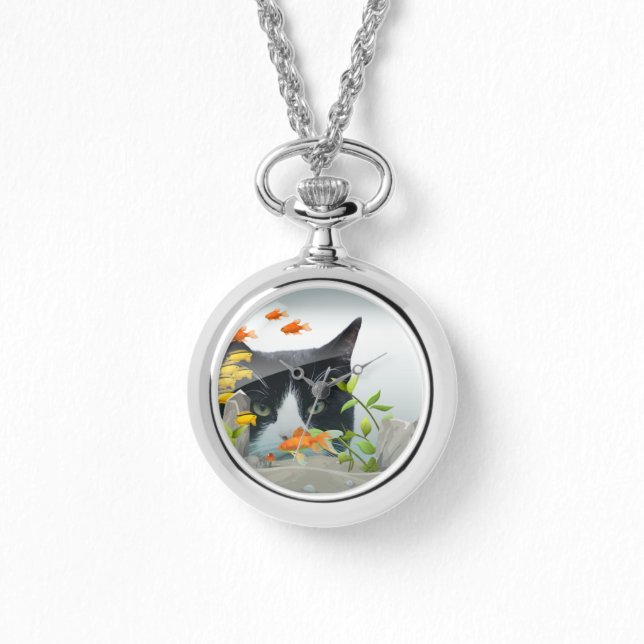 Kat peerin visschacht horloge (Voorkant)