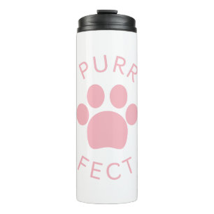 Kat Perfect Roze Spint Paw Print Thermosbeker