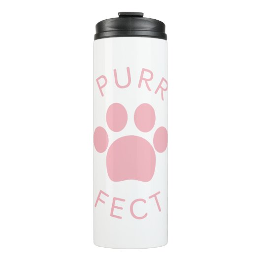 Kat Perfect Roze Spint Paw Print Thermosbeker (Voorkant)