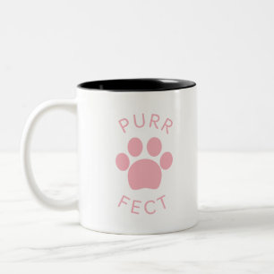 Kat Perfect Roze Spint Paw Print Tweekleurige Koffiemok