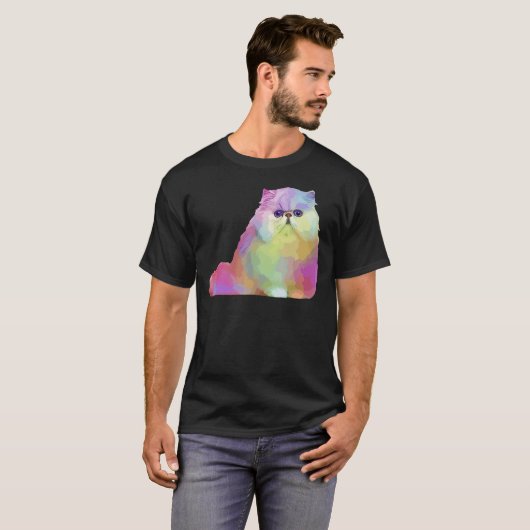 Kat Perzisch Kat Womens kleurrijk Perzisch Kat Man T-shirt (Voorkant volledig)