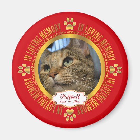 Kat Pet in Loing Memory Memorial Keepslag Magneet (Voorkant)
